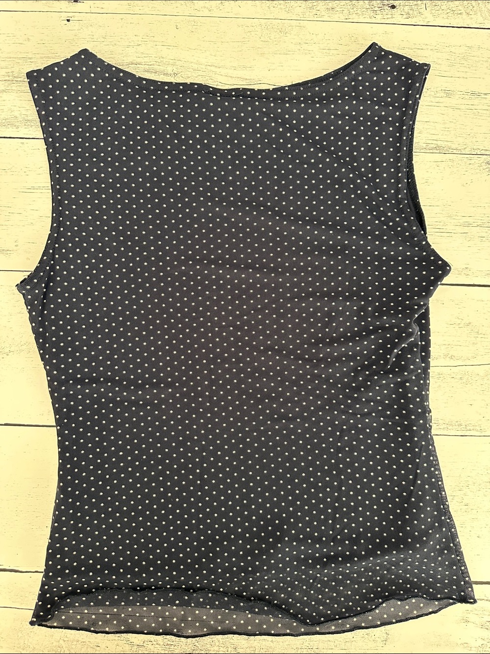 Brandy Melville Navy Tank Top with White Polka Dots - Picture 4 of 4